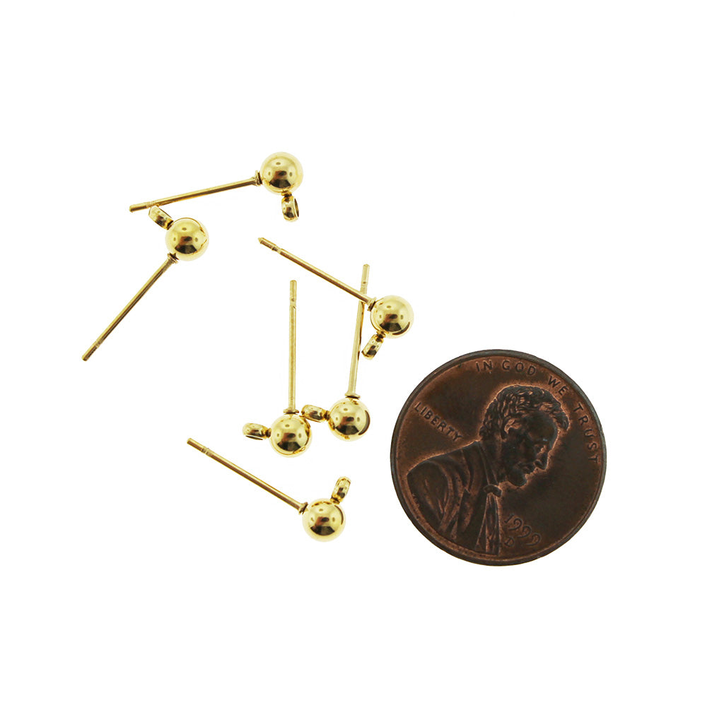 Stainless Steel Earrings - Stud Bases With Loop - 6mm x 4mm x 16mm - 10 Pieces 5 Pairs - Z1089