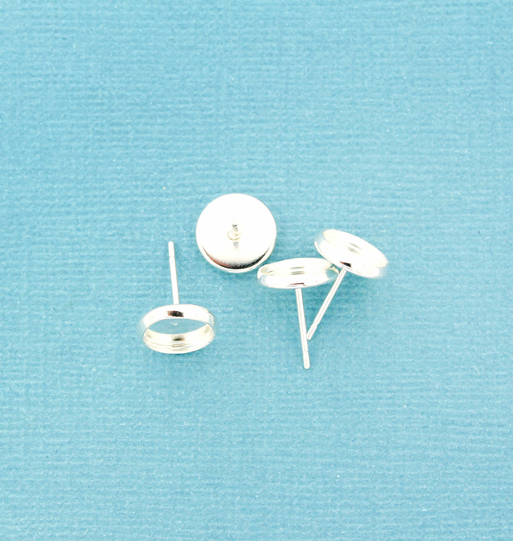Stainless Steel Earrings - Stud Cabochon - 10mm x 2mm - 20 Pieces or 10 Pairs - Z1050