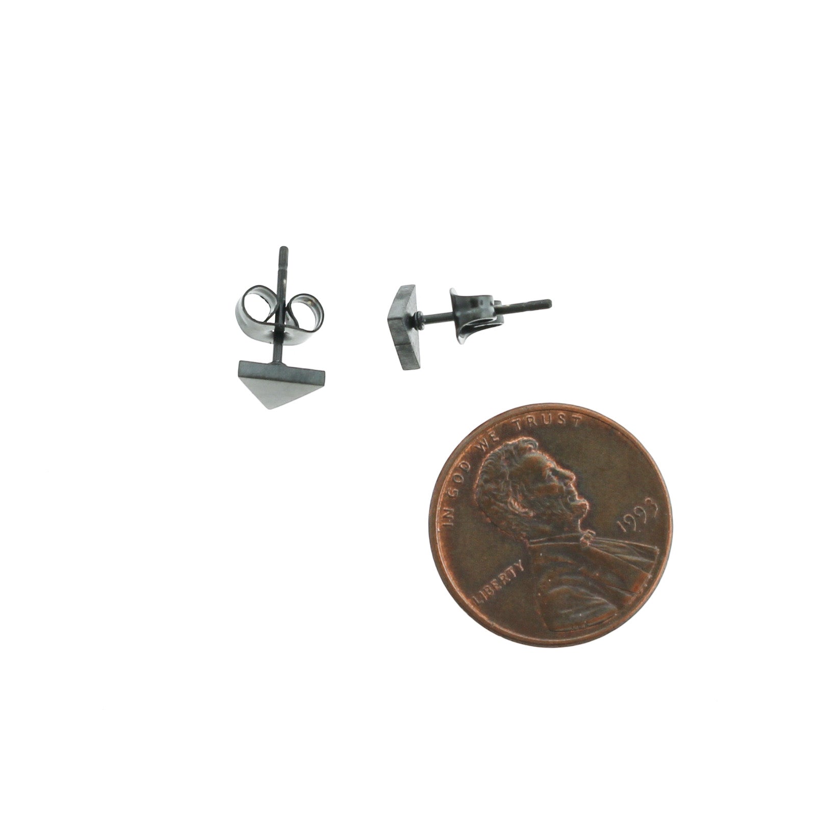 Boucles d'Oreilles en Acier Inoxydable Noir Gunmetal - Clous Triangle - 7mm x 5mm - 2 Pièces 1 Paire - ER026