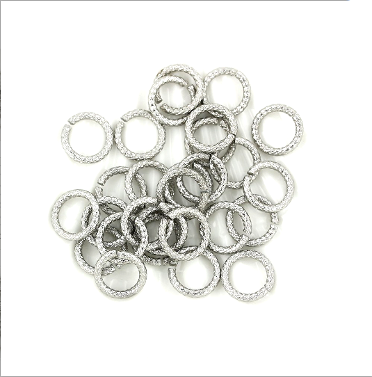 Anneaux de saut en acier inoxydable 12 mm x 2 mm - Texture tressée de calibre 12 ouvert - 10 anneaux - J105