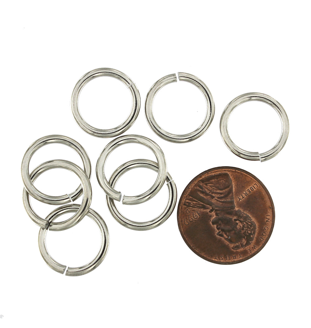 Stainless Steel Jump Rings 14mm - Open 13 Gauge - 50 Rings - J172