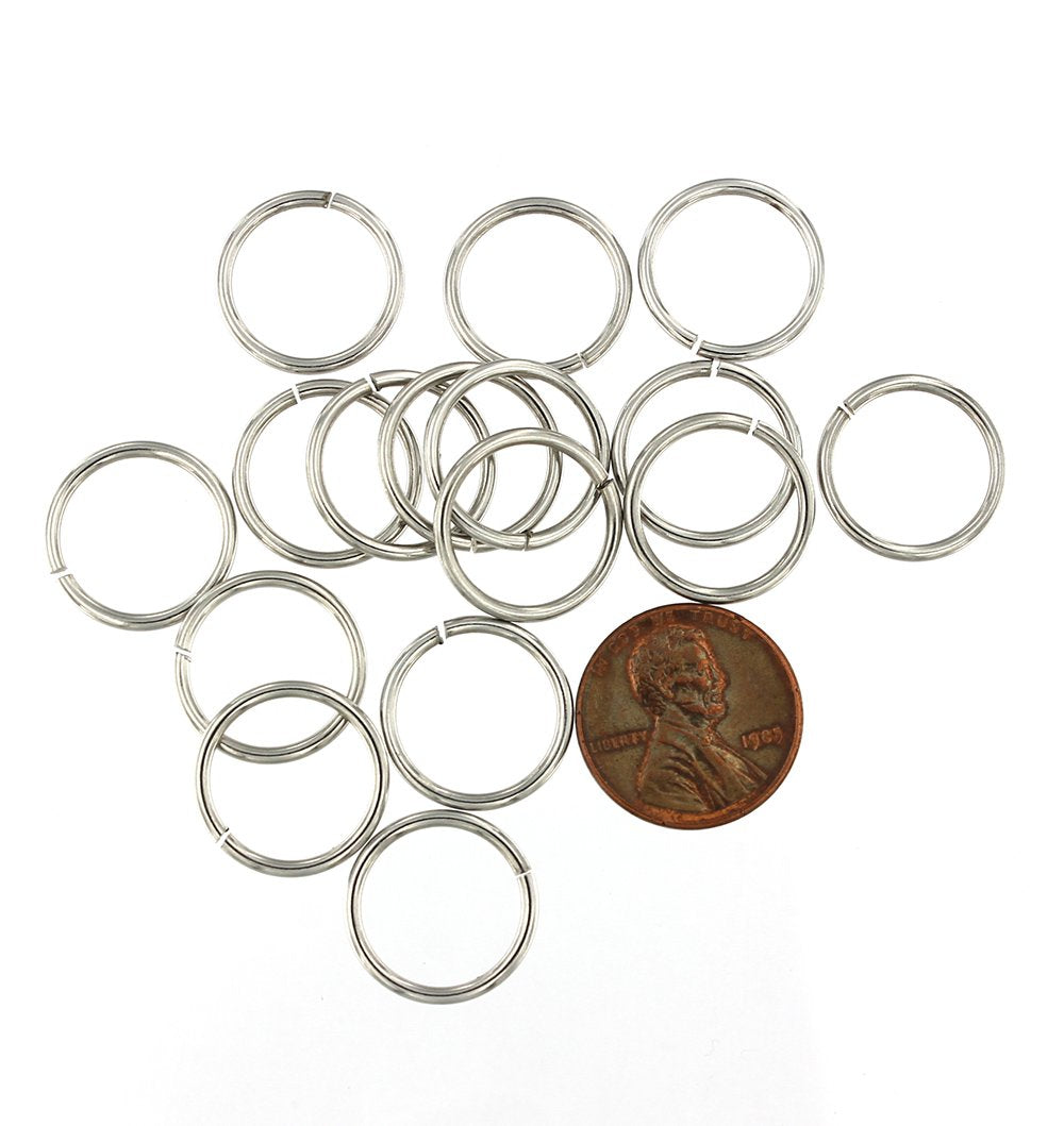 Anneaux en acier inoxydable 16 mm x 1,5 mm - Calibre 15 ouvert - 50 anneaux - J163
