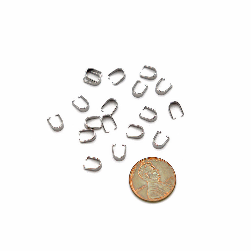 Stainless Steel Pinch Bail - 7mm x 5mm - 20 Pieces - FD959