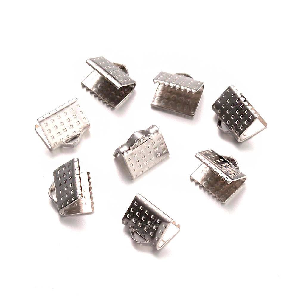 Stainless Steel Ribbon Ends - 8mm x 6mm - 25 Pieces - FD480