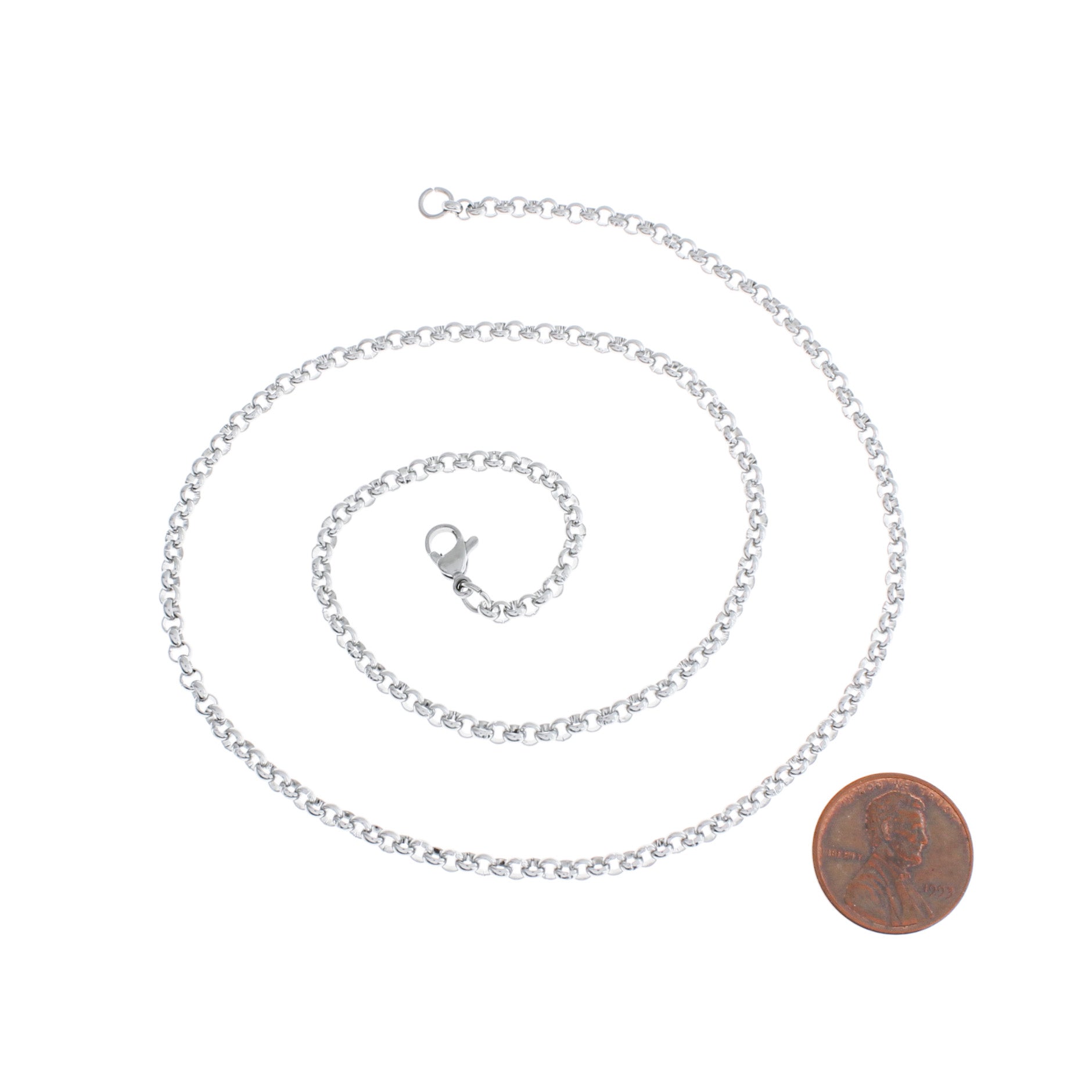 Stainless Steel Rolo Chain Necklace 18" - 3mm - Choose Your Quantity!