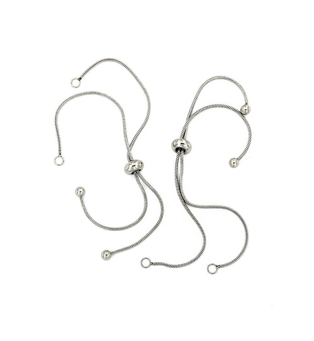 Bracelet Chaîne Serpent Acier Inoxydable Base 10" avec Rallonge - 1mm - 1 Bracelet - FD319