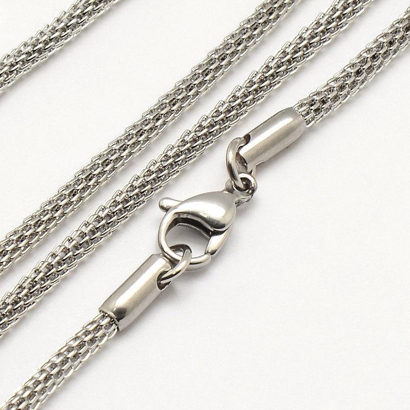 Stainless Steel Snake Chain Necklace 17.8" - 3.2mm - 1 Necklace - N112