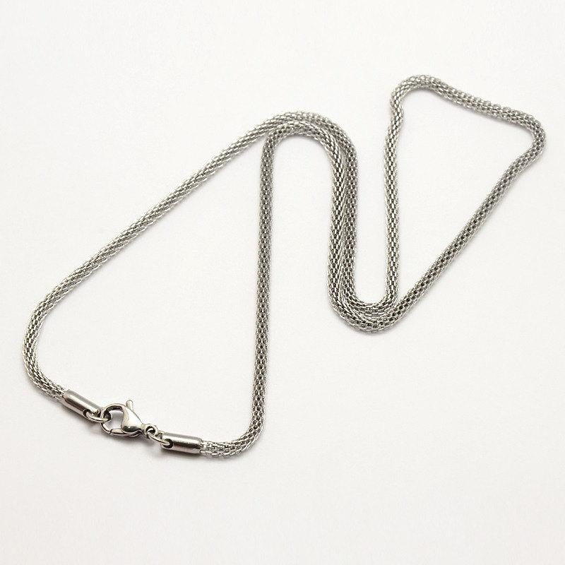 Stainless Steel Snake Chain Necklace 17.8" - 3.2mm - 1 Necklace - N112