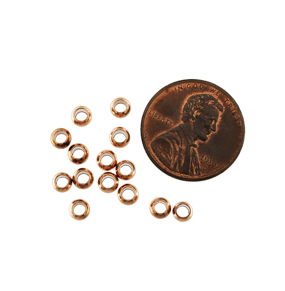Perles d'espacement en acier inoxydable 2,9 mm x 4 mm - ton or rose - 10 perles - FD778