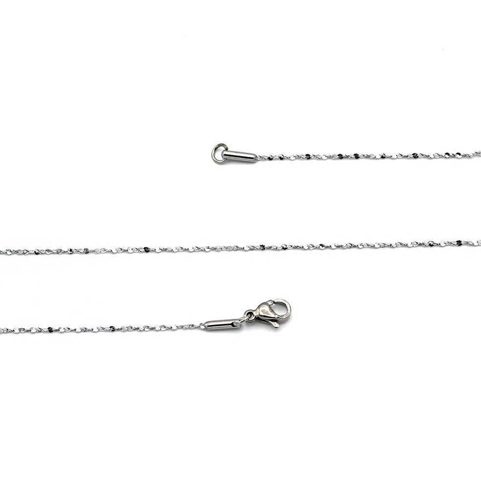Stainless Steel Twisted Sequin Chain Necklace 18" - 1mm - Choose Your Quantity!