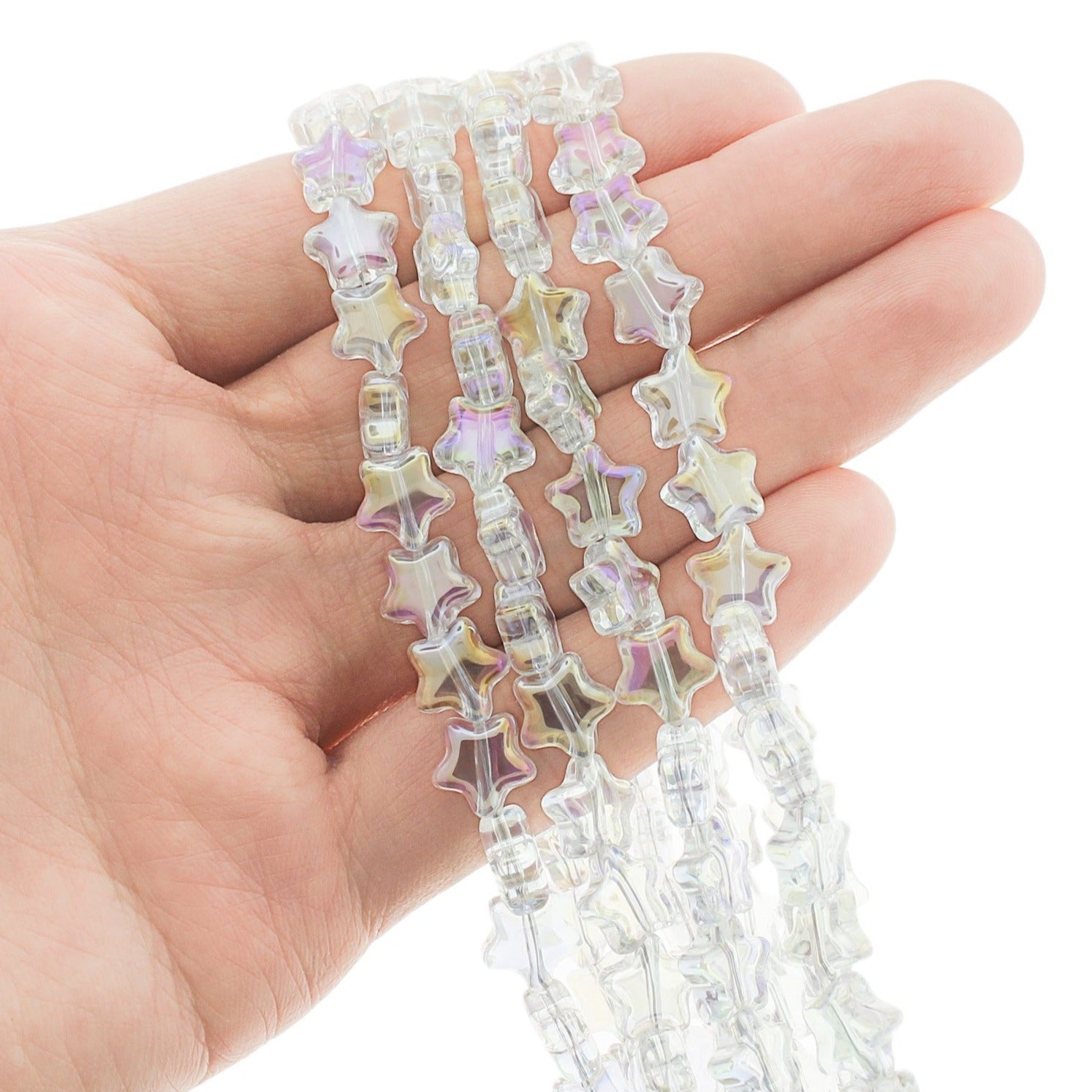 Star Glass Beads 9mm - Electroplated Clear - 20 Beads - BD2674