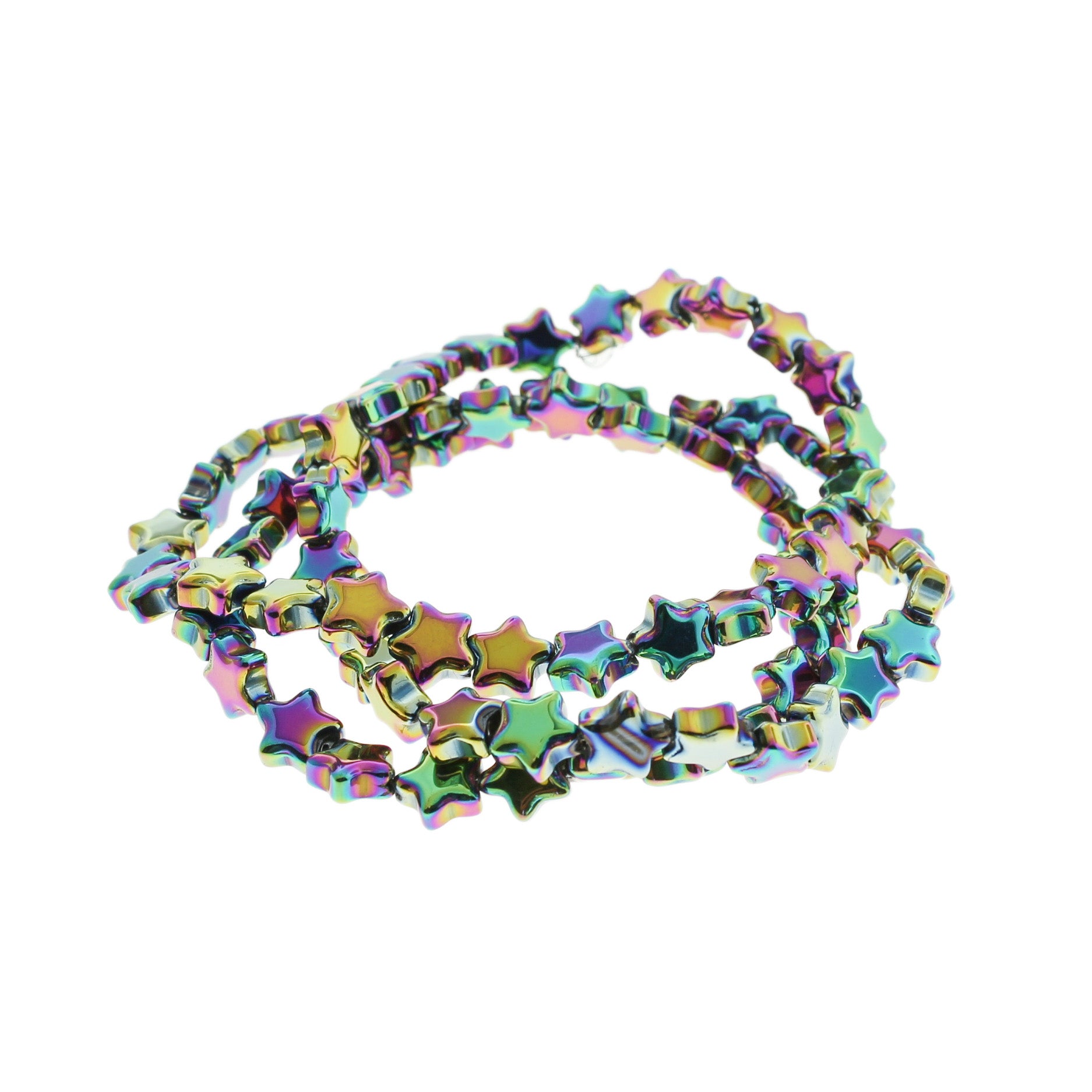 Star Glass Beads 9mm - Electroplated Rainbow - 20 Beads - BD2673