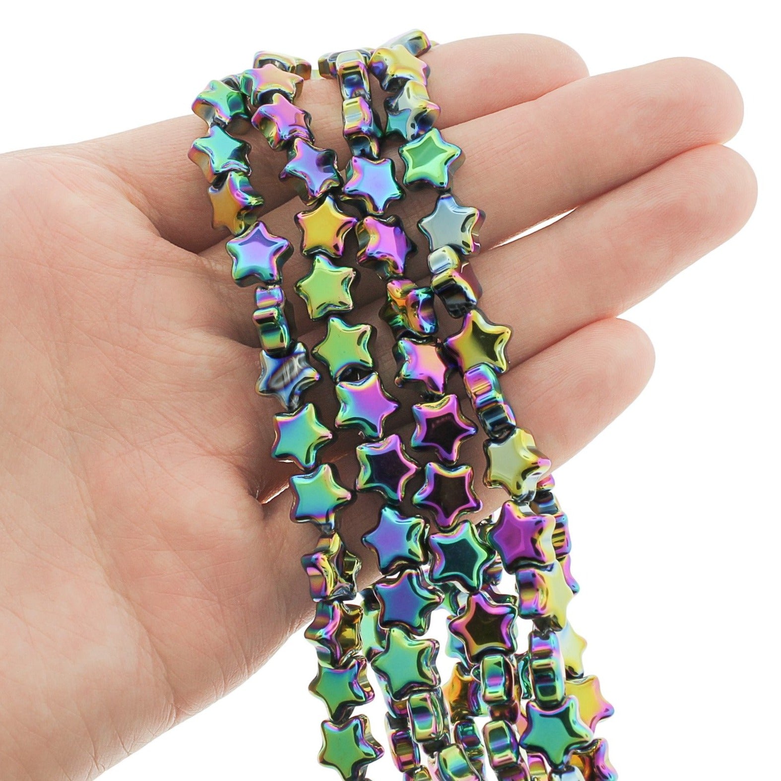 Star Glass Beads 9mm - Electroplated Rainbow - 20 Beads - BD2673