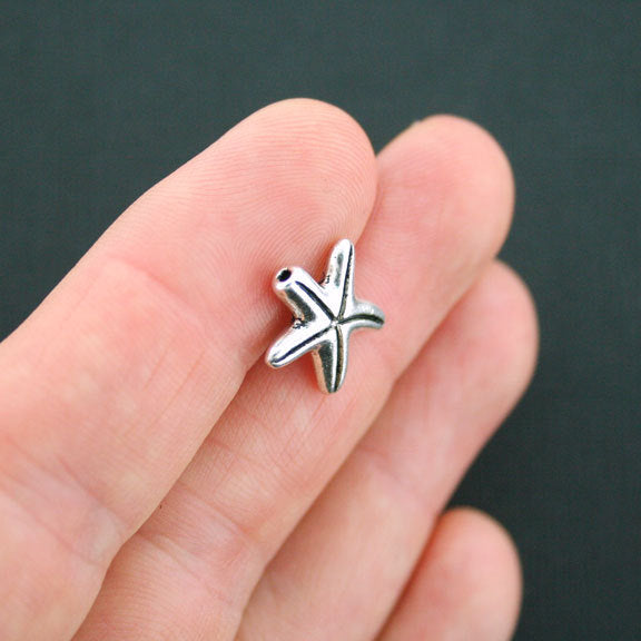 Starfish Spacer Beads 15mm x 14mm - Silver Tone - 8 Beads - SC2125