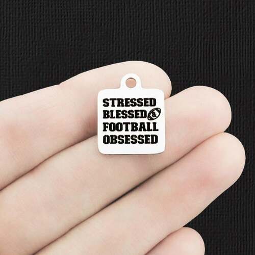 Stressed Blessed Stainless Steel Charms - Football Obsessed - BFS013-6561