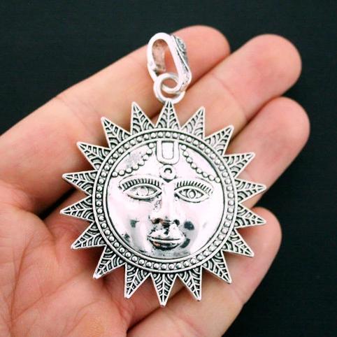 Sun Antique Silver Tone Charm - SC6131