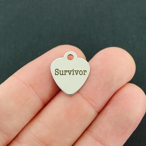 Survivor Stainless Steel Small Heart Charms - BFS012-3270