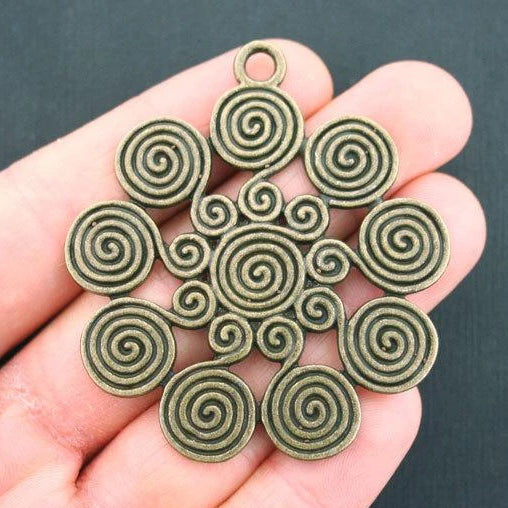 Swirl Pendant Antique Bronze Tone Charm - BC496