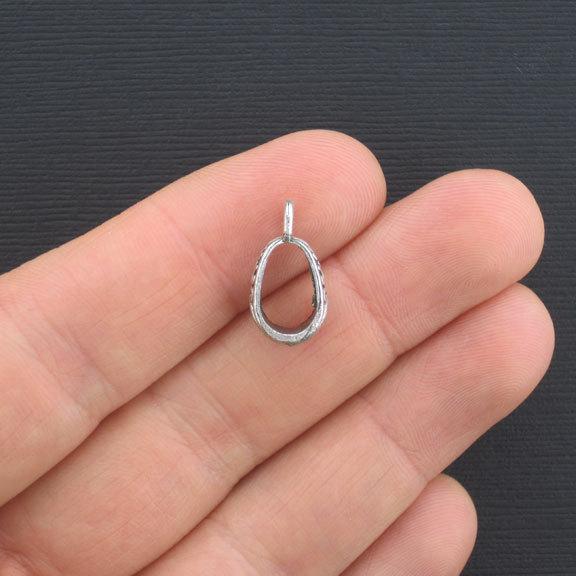 Teardrop Bail Beads 17mm x 8mm - Antique Silver Tone - 8 Beads - SC3145