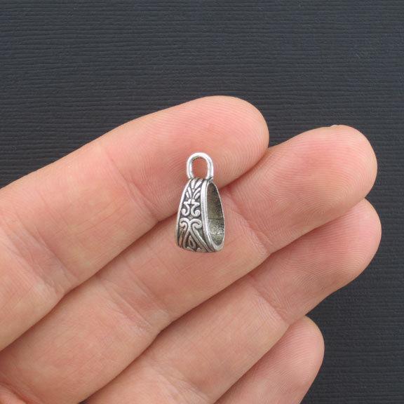 Teardrop Bail Beads 17mm x 8mm - Antique Silver Tone - 8 Beads - SC3145