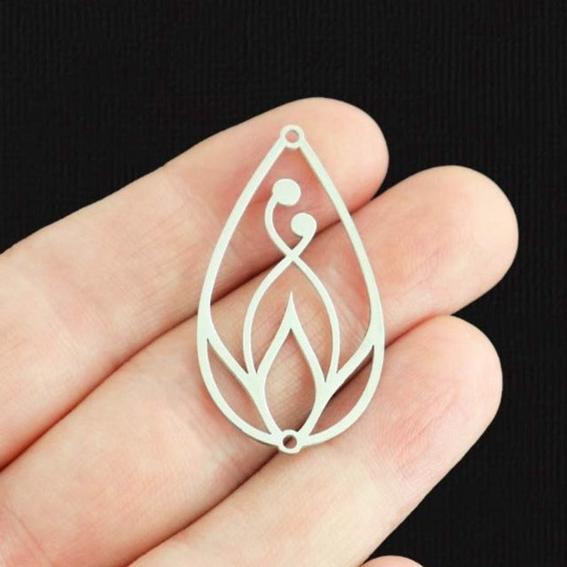 Teardrop Connector Stainless Steel Charm 2 Sided - SSP457