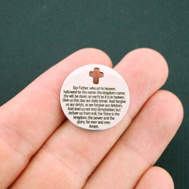 The Lord's Prayer Stainless Steel Cross Charms - BFS023-1369