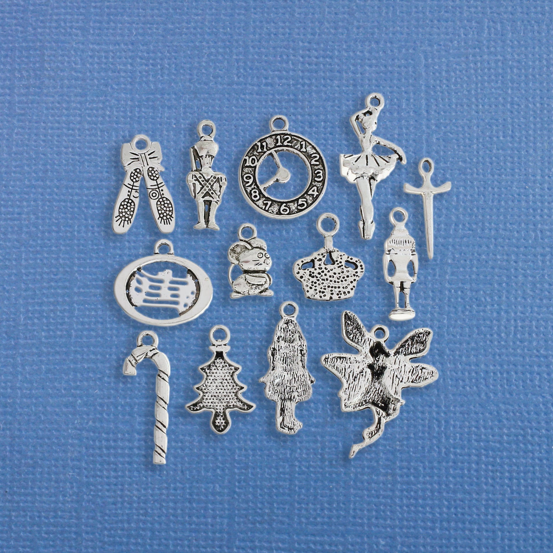 The Nutcracker Ballet Charm Collection 13 Charms Antique Silver Tone - COL256