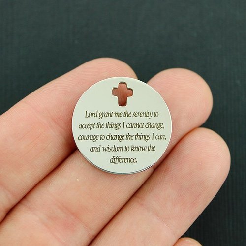 The Serenity Prayer Stainless Steel Cross Charms - BFS023-2464
