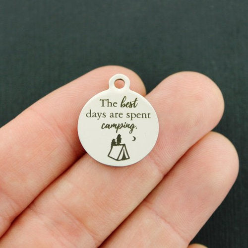 The best days Stainless Steel Charms - are spent camping - BFS001-4434