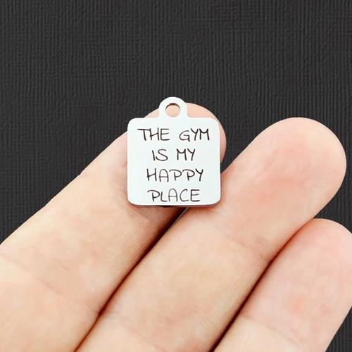 The gym Stainless Steel Charms - is my happy place - BFS013-4620