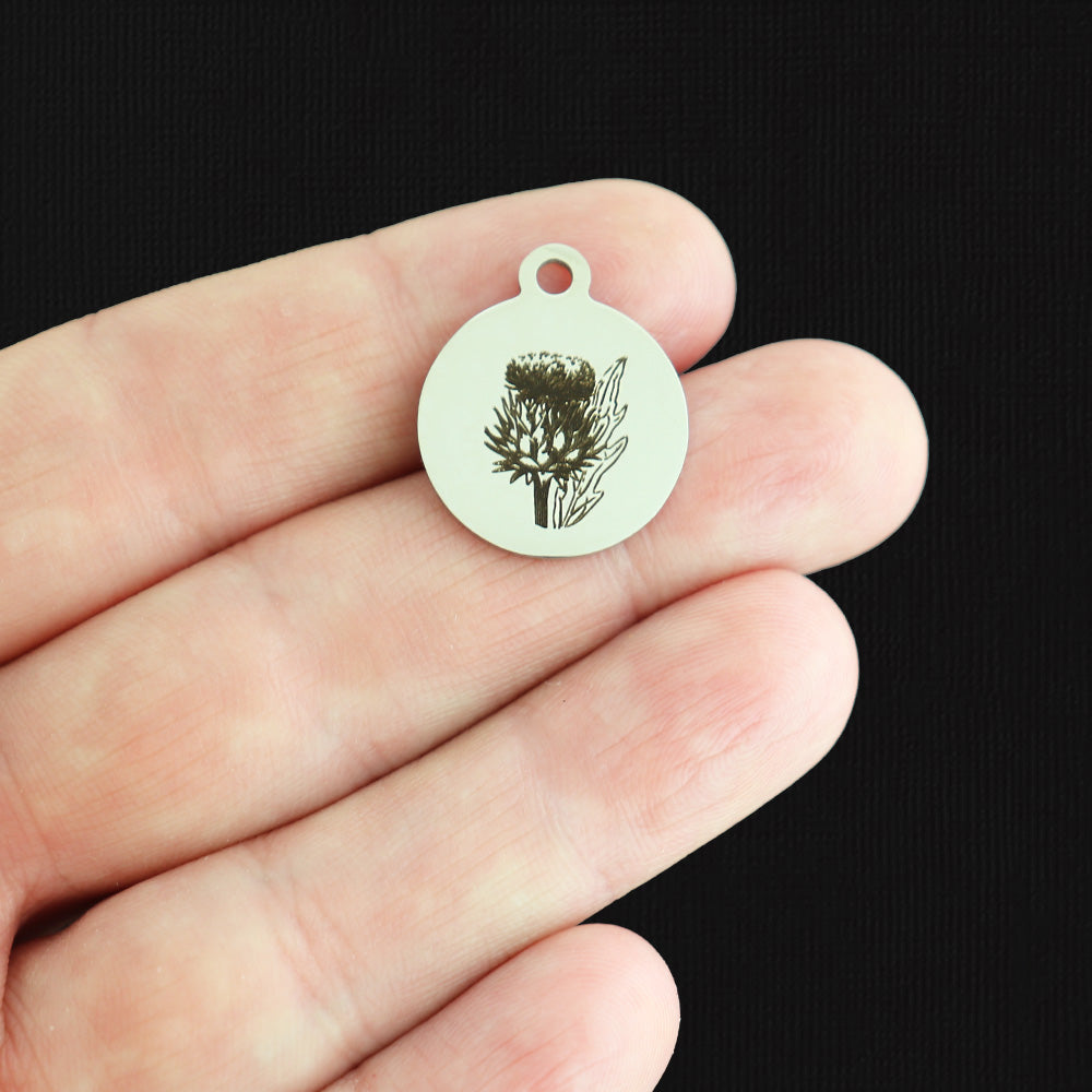 Thistle Stainless Steel Charms - BFS001-8086
