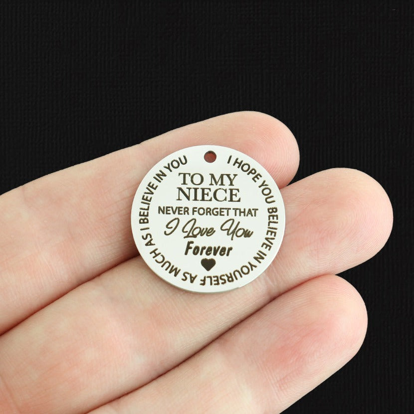 To My Niece Stainless Steel 25mm Round Charms - BFS009-7957
