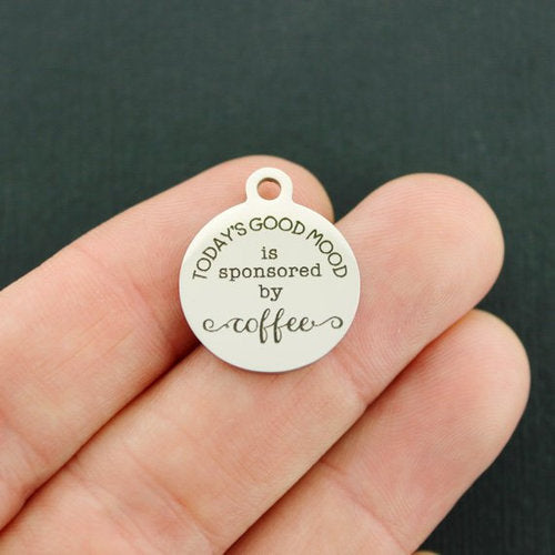 Charms en acier inoxydable de bonne humeur d'aujourd'hui - est sponsorisé par le café - BFS001-4424