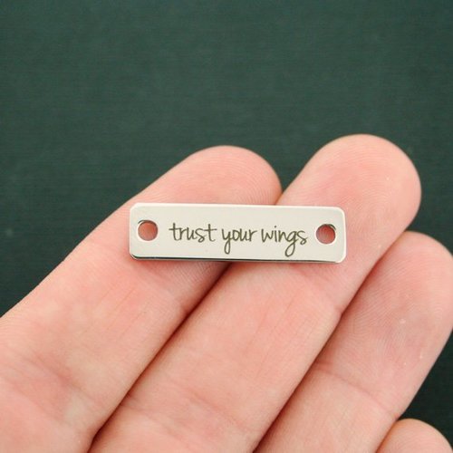 Trust Your Wings Stainless Steel Connector Charms- BFS016-7272