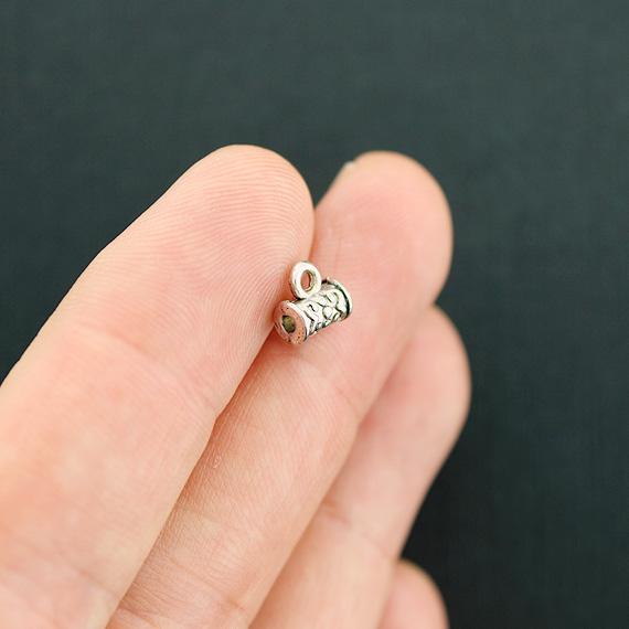 Tube Bail Beads 7mm x 7mm - Antique Silver Tone - 20 Beads - SC7776