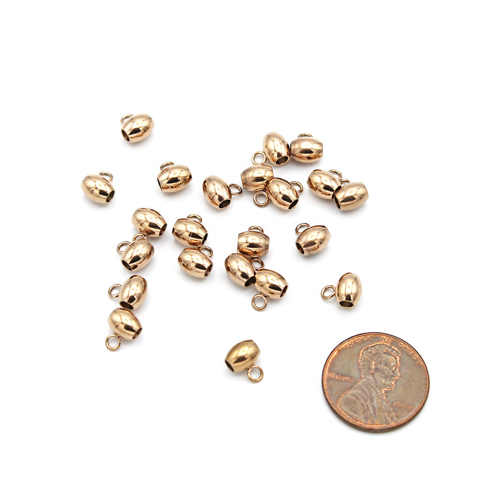 Tube Bail Beads 8mm x 6mm - Rose Gold Tone - 4 Beads - GC715