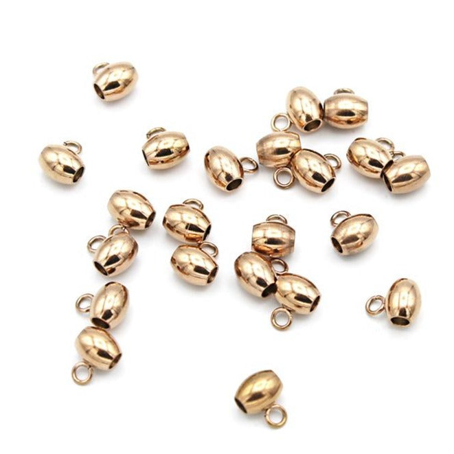 Tube Bail Beads 8mm x 6mm - Rose Gold Tone - 4 Beads - GC715
