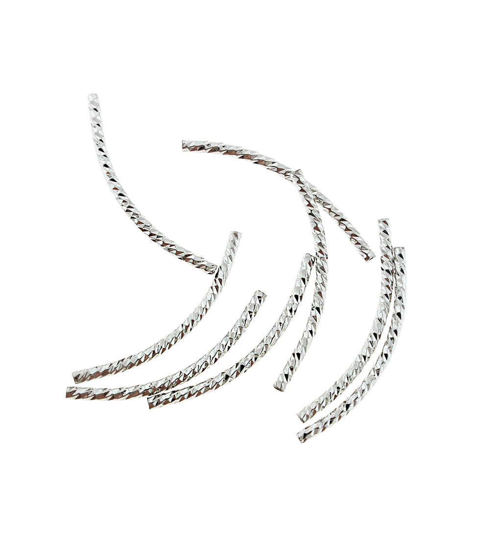 Tube Brass Beads 34mm x 2mm - Silver Tone - 5 Beads - FD800