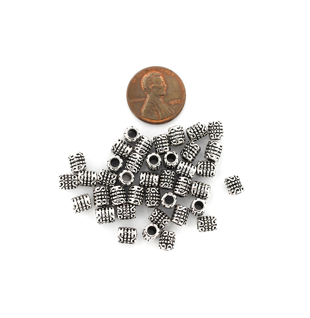 Tube Spacer Beads 5mm x 6mm - Argenté - 50 Perles - SC7728