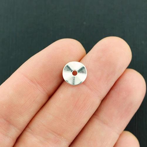 Perles d'espacement de rondelle 10 mm x 1 mm - ton argent - 25 perles - SC1537