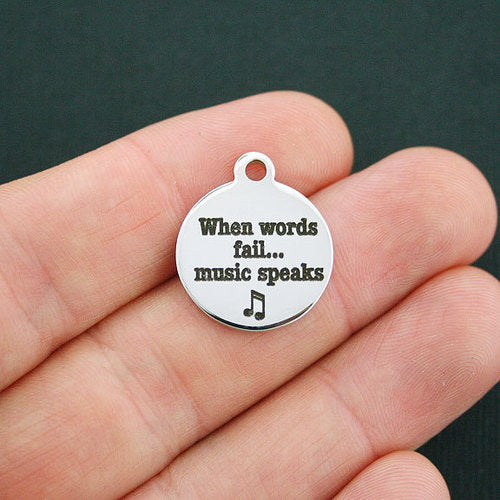 When Words Fail... Stainless Steel Charms - Music Speaks - BFS001-0627