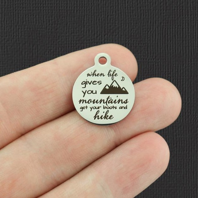When life gives Stainless Steel Charms - you mountains, get your boots and hike - BFS001-5514