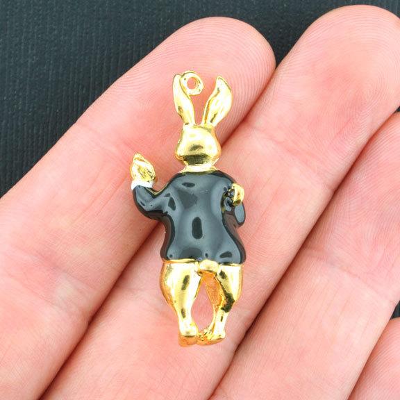 Lapin Blanc Antique Doré Charm 3D - GC357