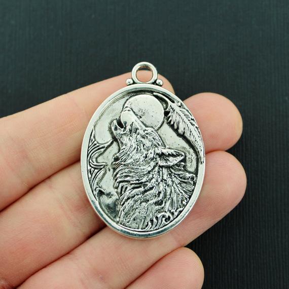 Loup Lune Antique Silver Tone Charm - SC5274