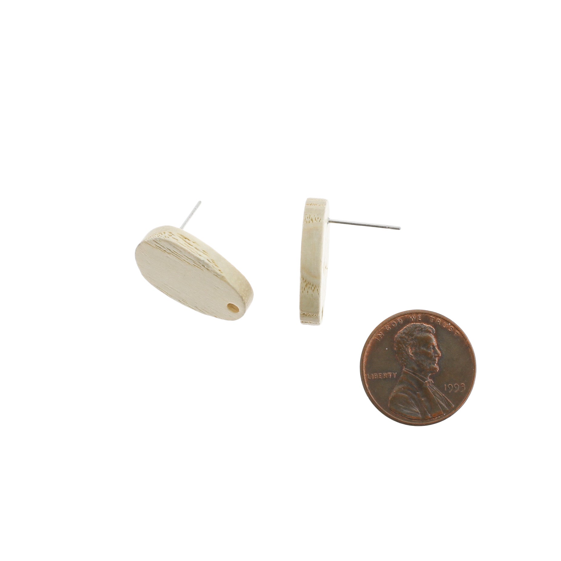 Boucles d'oreilles en bois en acier inoxydable - Goujons géométriques - 20 mm x 14 mm - 2 pièces 1 paire - ER020