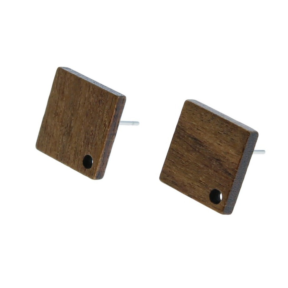 Boucles d'Oreilles Bois Acier Inoxydable - Clous Losange - 17mm x 17mm - 2 Pièces 1 Paire - ER021