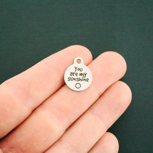 You Are My Sunshine Stainless Steel Small Round Charms - BFS002-1929