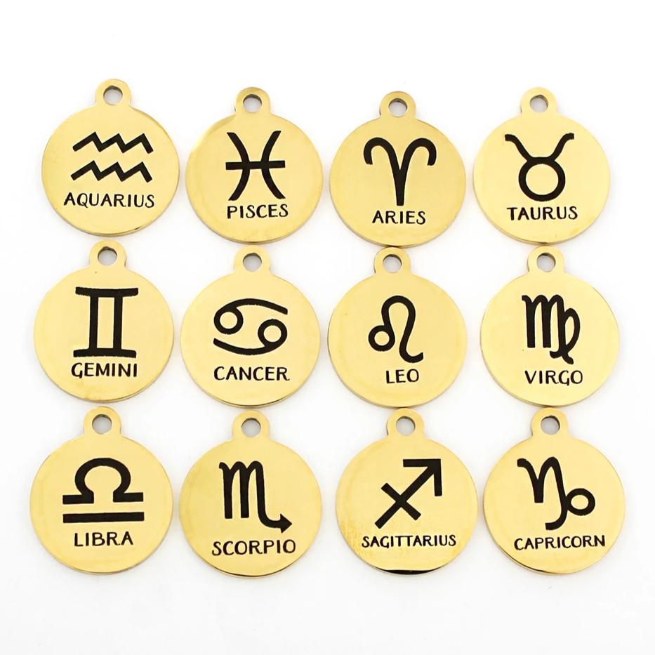 Zodiac Charm Collection Acier Inoxydable 12 Charms Différents - Or Rond - COL159GOLD