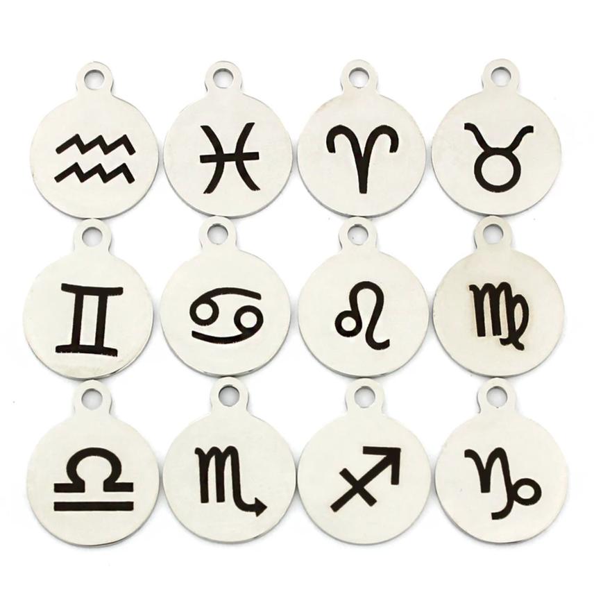 Zodiac Charms Collection Stainless Steel Smaller Size 12 Different Charms COL359