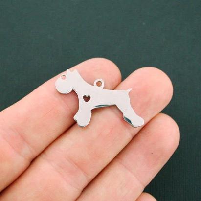 Terrier Silver Tone Stainless Steel Charms 2 Sided - MT422
